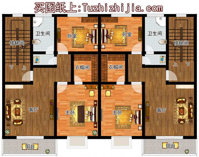 兄弟兩戶雙拼房屋設計圖及外觀圖片,戶型合理