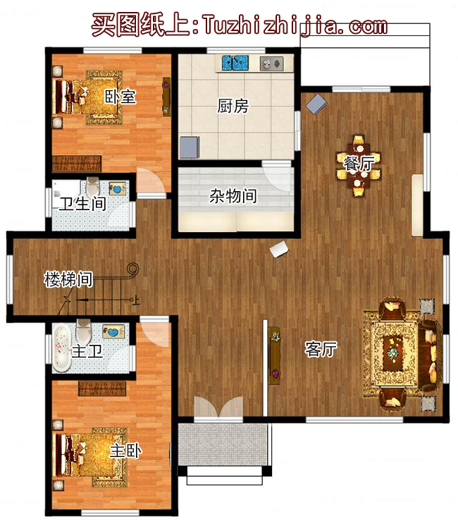 三層別墅設計施工圖紙(含外觀效果圖)帶車庫帶露臺