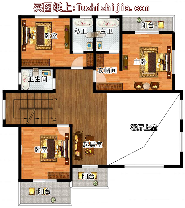 三層別墅設計施工圖紙(含外觀效果圖)帶車庫帶露臺