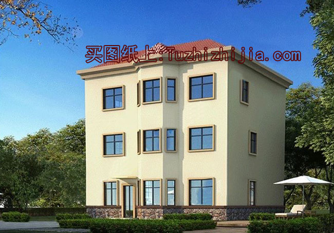 新農村三層自建樓房設計圖，帶大露臺，外觀大氣