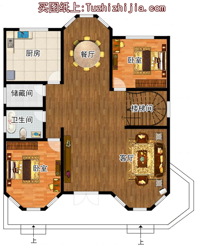 農村二層半樓房設計圖及效果圖,歐式風格