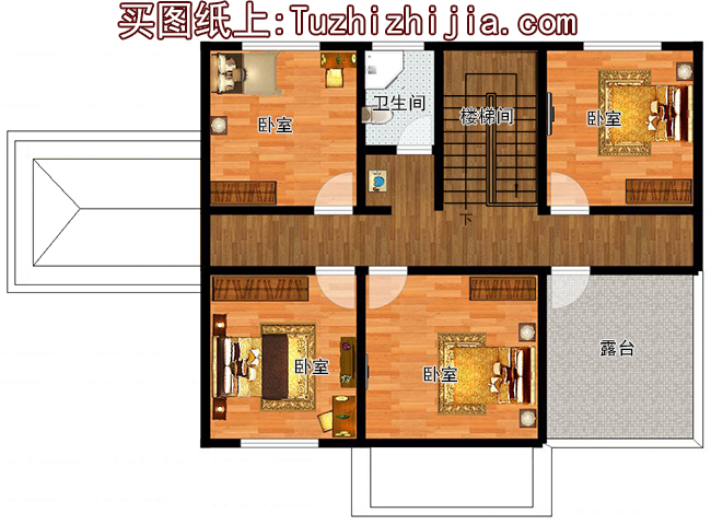 經典農村二層小別墅設計圖紙帶露臺（含外觀效果圖）