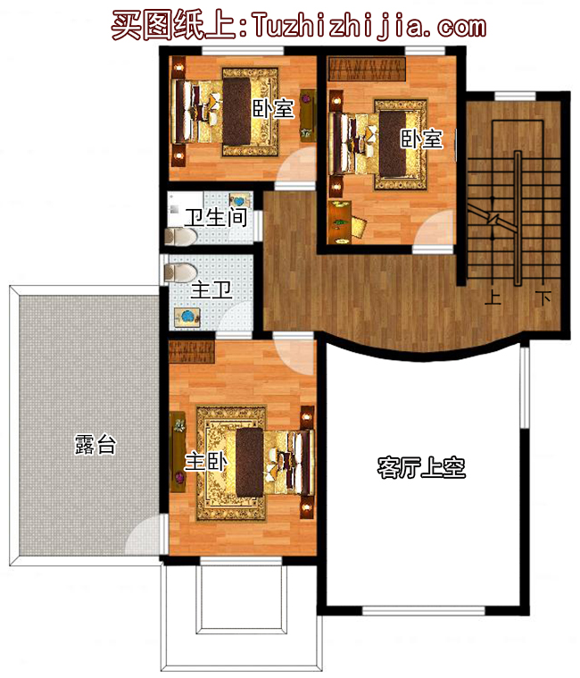 歐式三層樓中樓別墅設計圖紙帶車庫(含外觀效果圖)