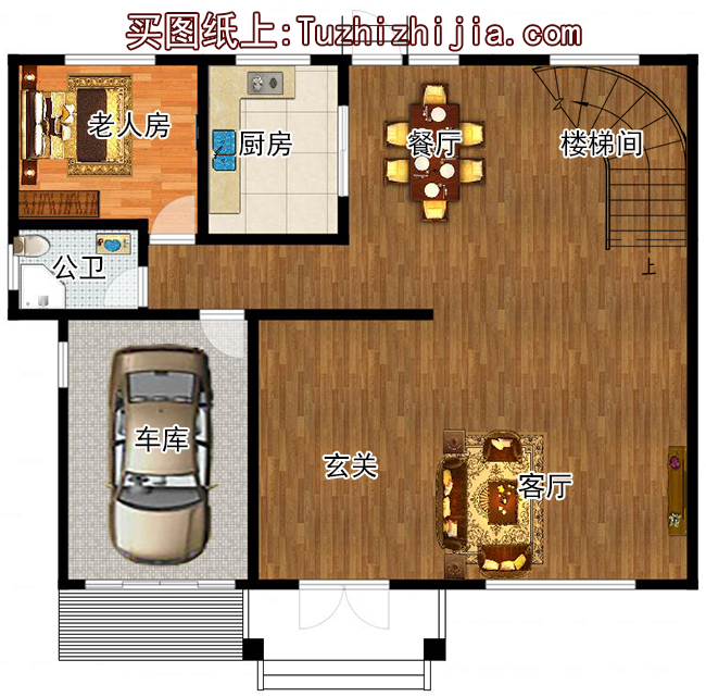 現(xiàn)代新中式四層復(fù)式別墅房屋設(shè)計(jì)圖，旋轉(zhuǎn)樓梯，含效果圖