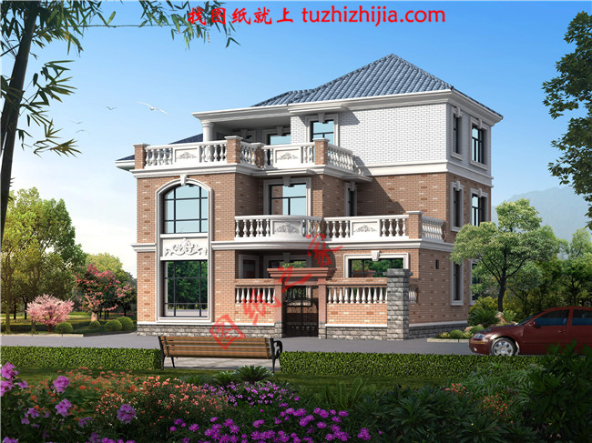 最新140平米三層自建房屋設計圖紙，本戶型帶小院