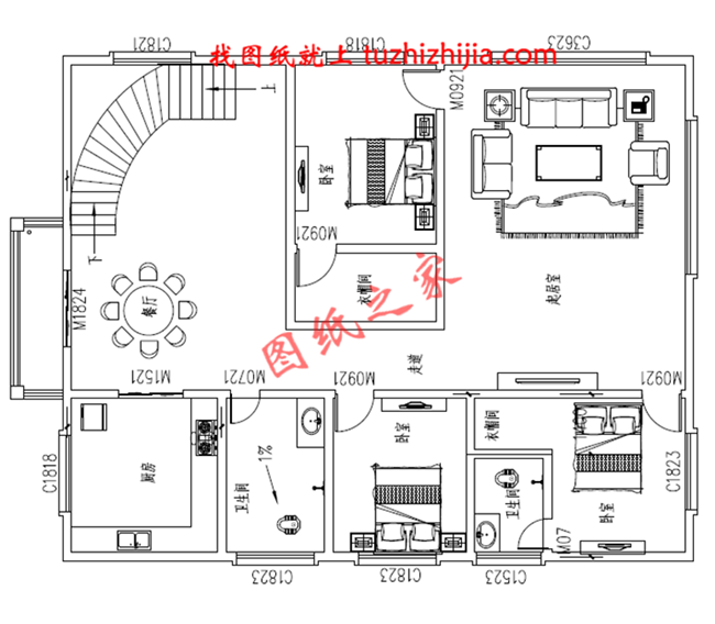 最新款高端大氣四層小別墅設計圖，一層客廳挑空設計，給您十足的空間感