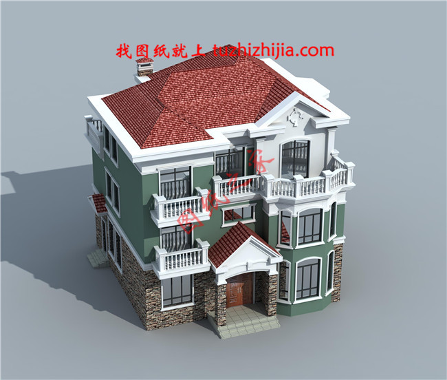 150平米簡(jiǎn)單大方的三層農(nóng)村自建房設(shè)計(jì)圖，坡層頂，色彩鮮明，布局合理實(shí)用