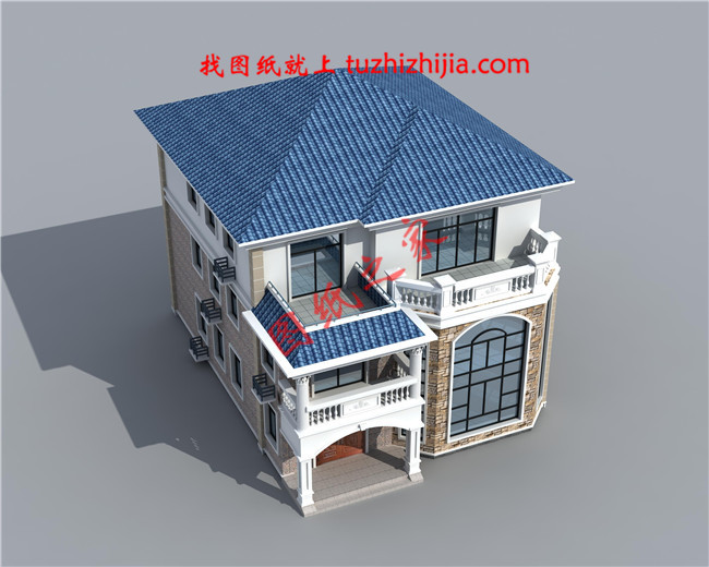 全套三層農村房屋設計圖紙,客廳中空,大大的窗戶,采光極好,外觀上十分耐看