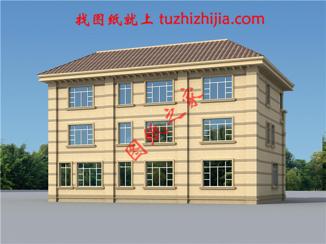 三層農(nóng)村自建房別墅設(shè)計圖紙，大廳中空，外觀高端大氣