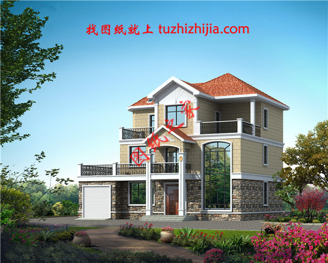 帶車庫三層自建別墅設計圖紙，客廳中空，外觀洋氣時尚，這款戶型非常受歡迎