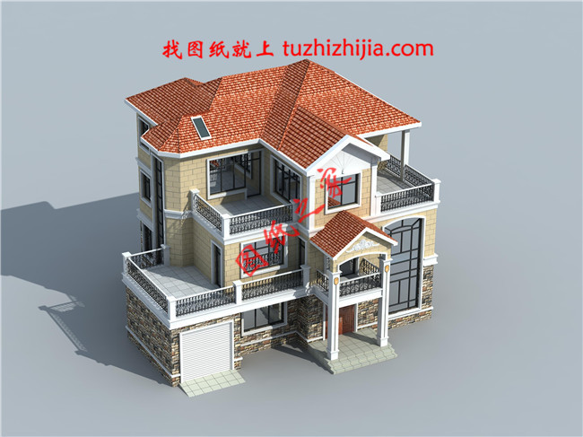 帶車庫三層自建別墅設計圖紙，客廳中空，外觀洋氣時尚，這款戶型非常受歡迎