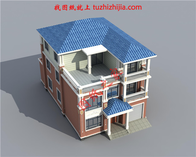 最新設計的三層農村別墅圖紙，帶車庫，帶露臺，占地150平米左右