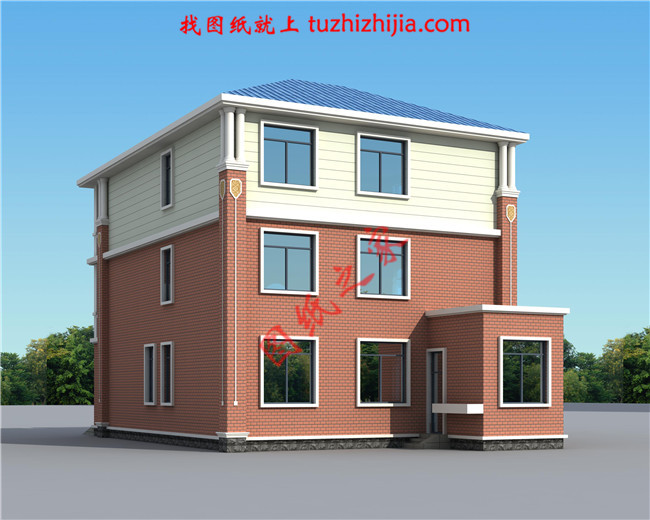 最新設計的三層農村別墅圖紙，帶車庫，帶露臺，占地150平米左右