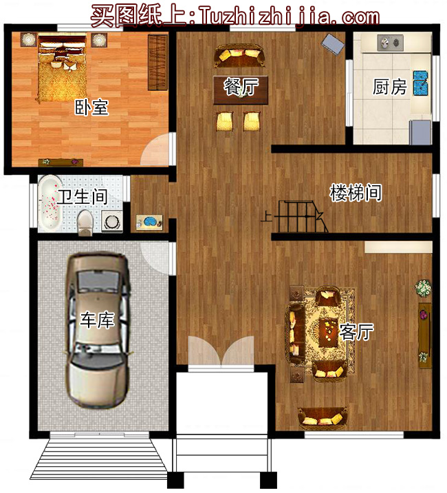 復式三層帶車庫簡歐小別墅設計圖，農村三層房屋設計圖