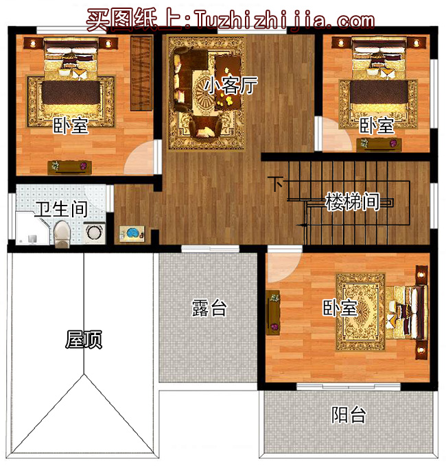 復式三層帶車庫簡歐小別墅設計圖，農村三層房屋設計圖