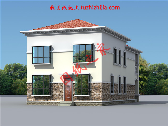 農(nóng)村二層小別墅自建房屋設(shè)計(jì)圖,客廳中空,占地150平米