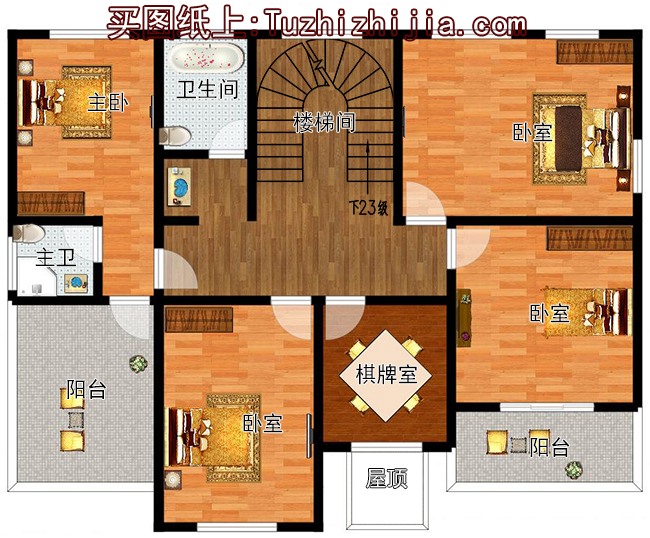 帶車庫農村二層樓房設計圖,外觀漂亮,精致
