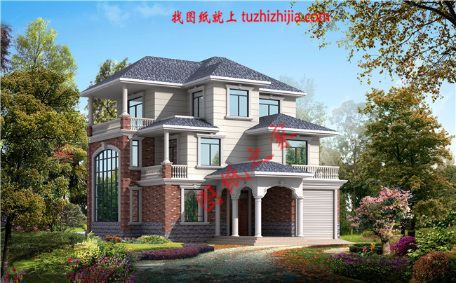 帶車庫三層農村小別墅設計圖，最新的設計，款式新穎