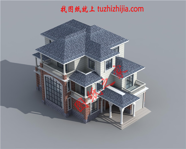 帶車庫三層農村小別墅設計圖，最新的設計，款式新穎