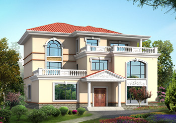 3層新農村房屋設計圖紙及效果圖，寬敞明亮，色彩搭配柔和，平米數較大