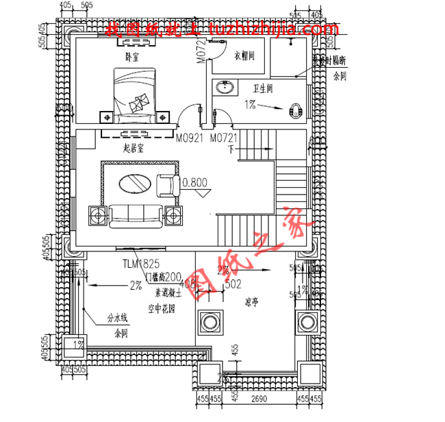 8.5×12米四層歐式房屋設(shè)計圖紙,占地100平,落地窗中嵌入了雕花