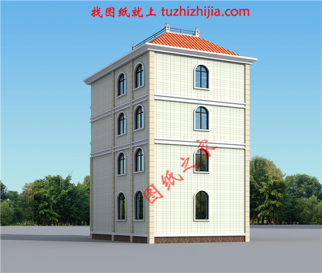 農(nóng)村四層樓房設(shè)計(jì)圖,復(fù)式結(jié)構(gòu)、客廳中空,外觀效果圖+全套圖紙