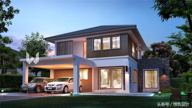 占地僅100平現(xiàn)代二層小別墅圖，地雖小，布局卻很合理