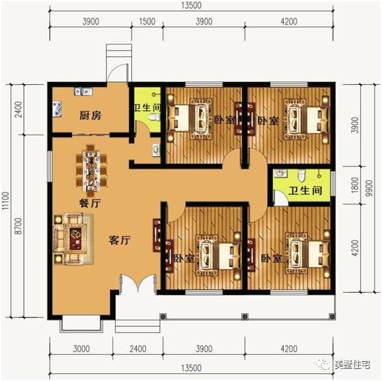 鄉下建房一層戶型圖，看完誰還敢說一層不能叫別墅