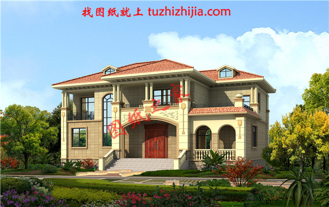 二層小別墅外觀圖片，別墅圖紙，外觀時尚，布局簡單實用，挑空的客廳設計