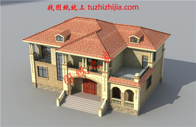 二層小別墅外觀圖片，別墅圖紙，外觀時尚，布局簡單實用，挑空的客廳設計