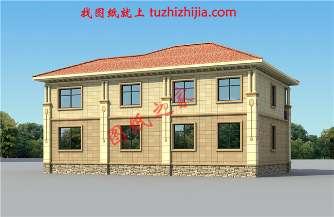 二層小別墅外觀圖片，別墅圖紙，外觀時尚，布局簡單實用，挑空的客廳設計