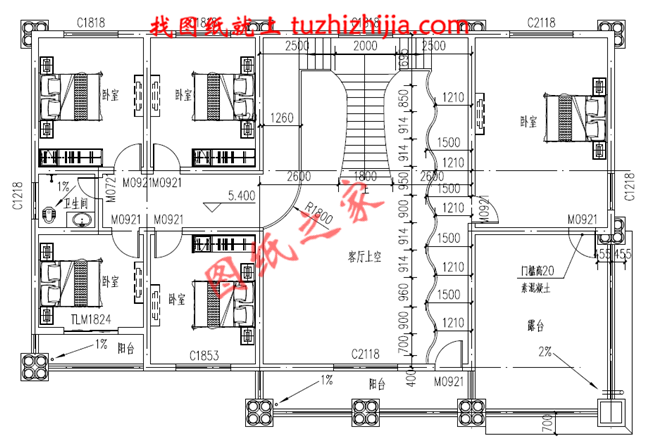 二層小別墅外觀圖片，別墅圖紙，外觀時尚，布局簡單實用，挑空的客廳設計