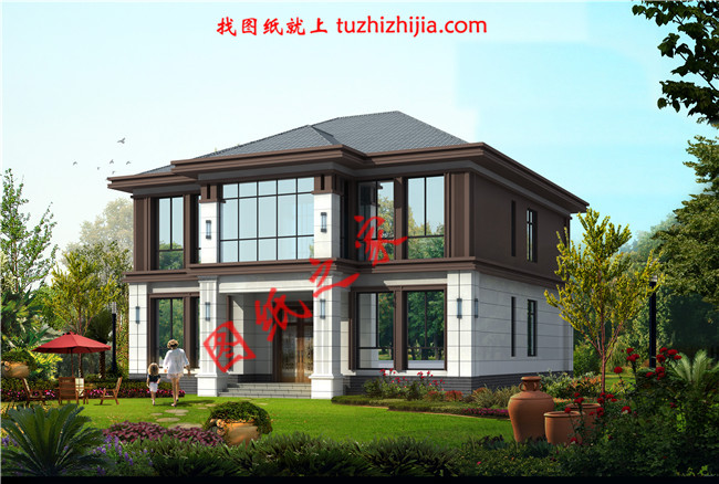 簡單大方二層小別墅設計圖，占地180平米，造型美觀，構造整齊有序