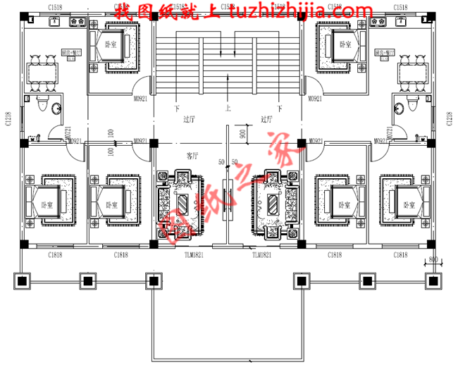 大氣、簡約三層雙拼別墅設計圖，適合和父母同住，既相互關照又相互獨立