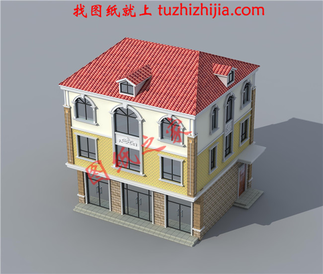 三層農村小別墅設計圖,一層帶商鋪,占地110平米,經濟實用