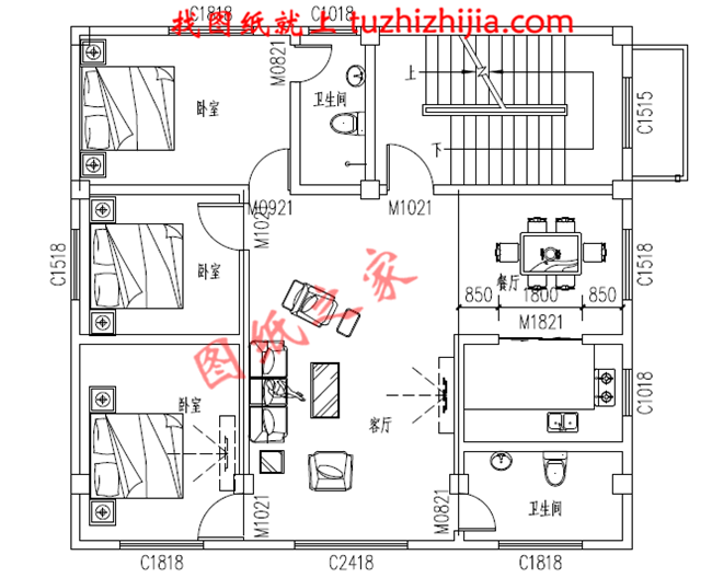 三層農村小別墅設計圖,一層帶商鋪,占地110平米,經濟實用