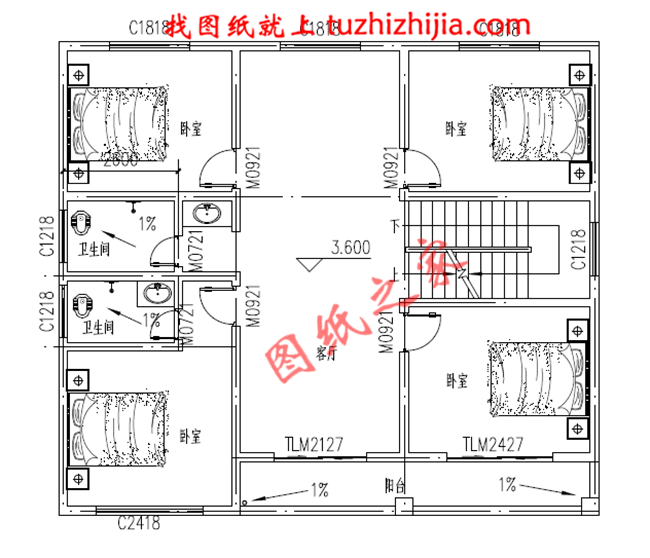 簡單質樸三層新農村小別墅設計圖紙，別墅圖片，戶型簡單合理實用，占地120平米