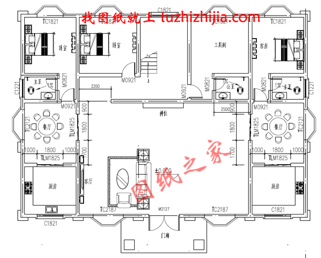 三層兄弟雙拼別墅設計圖，外觀大氣漂亮，顏色搭配協調，一層為公用客廳