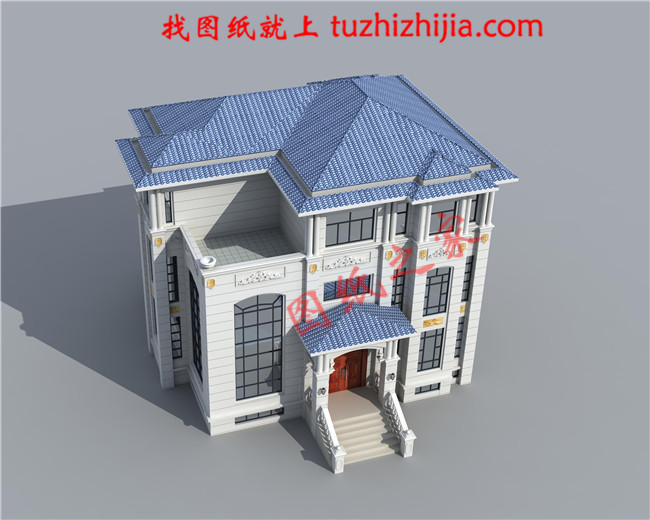 高端三層別墅設計圖紙，客廳中空，帶地下室，設置多個套間