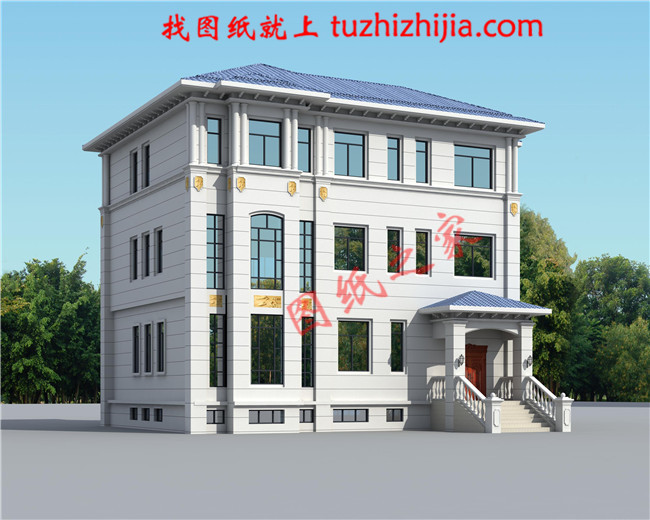 高端三層別墅設計圖紙，客廳中空，帶地下室，設置多個套間