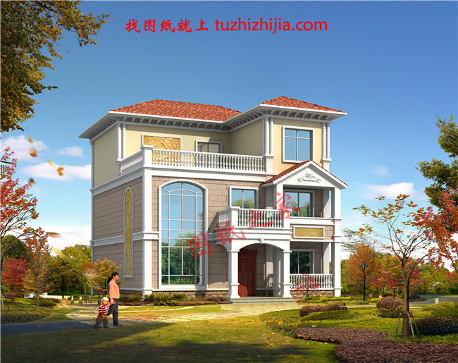 三層新農(nóng)村小別墅設(shè)計(jì)圖紙,占地120平米,客廳中空,帶大露臺