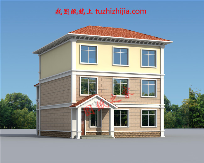 三層新農(nóng)村小別墅設(shè)計(jì)圖紙,占地120平米,客廳中空,帶大露臺