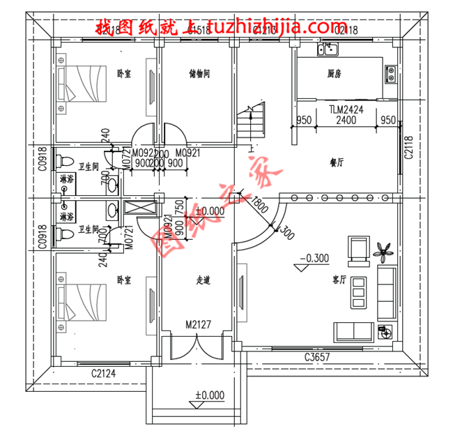 復式三層別墅設計圖片及全套圖紙，客廳中空，外觀為歐式建筑的風格，高端大氣