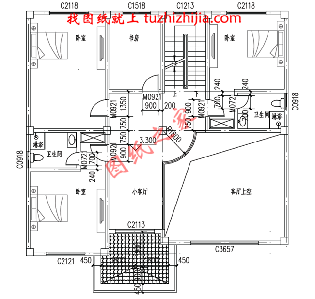 復式三層別墅設計圖片及全套圖紙，客廳中空，外觀為歐式建筑的風格，高端大氣