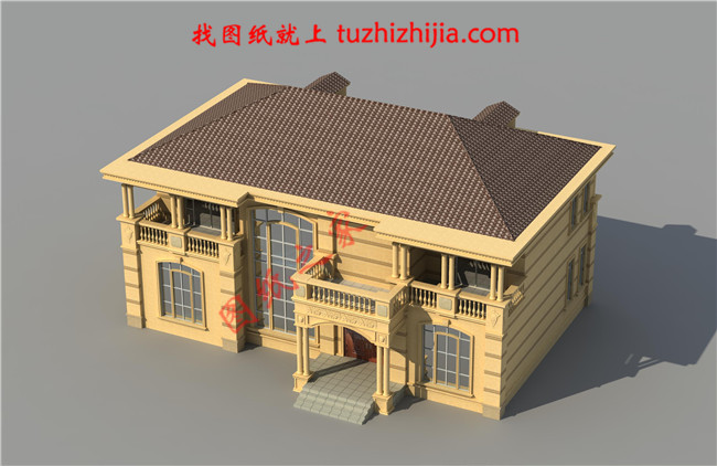 豪華二層別墅設計圖紙及別墅圖片，旋轉樓梯，內設佛堂，大大落地窗