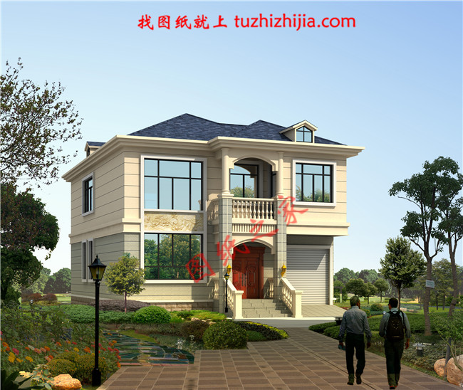 帶車庫簡約二層小別墅房屋設計圖紙，占地120平米，造價20萬左右