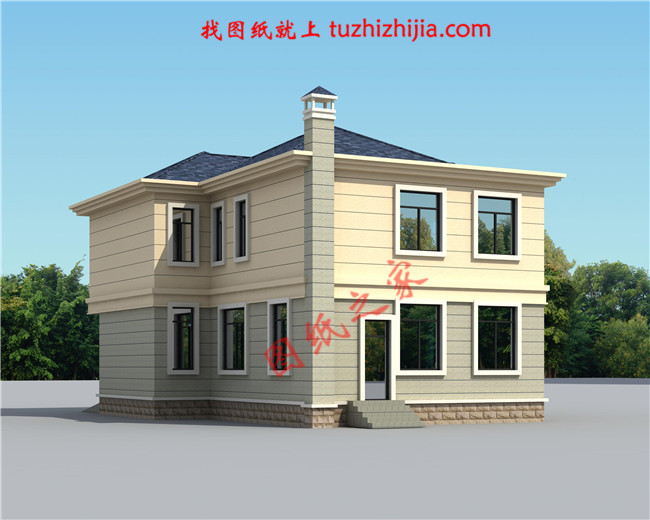 帶車庫簡約二層小別墅房屋設計圖紙，占地120平米，造價20萬左右