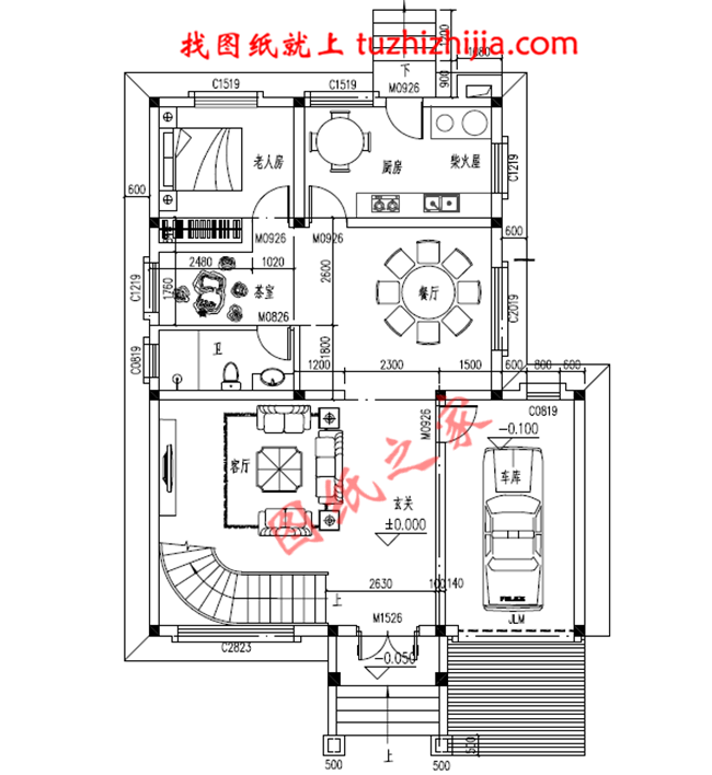 帶車庫簡約二層小別墅房屋設計圖紙，占地120平米，造價20萬左右