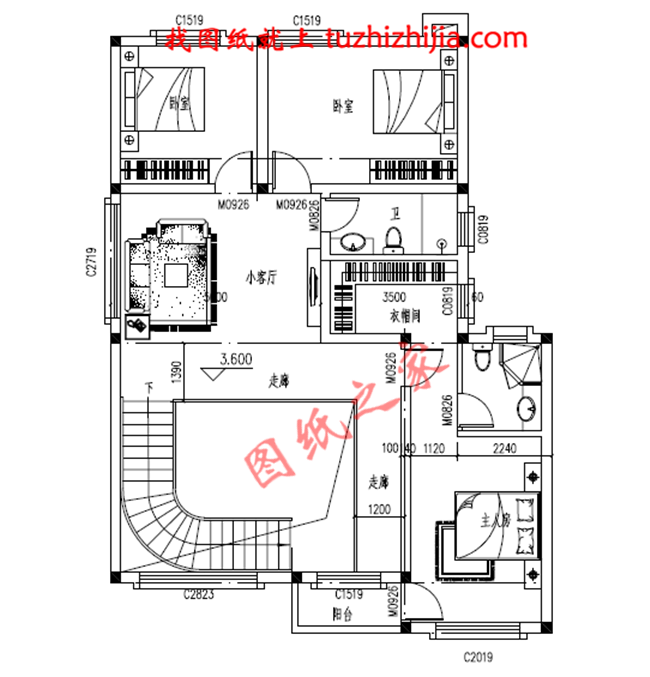 帶車庫簡約二層小別墅房屋設計圖紙，占地120平米，造價20萬左右