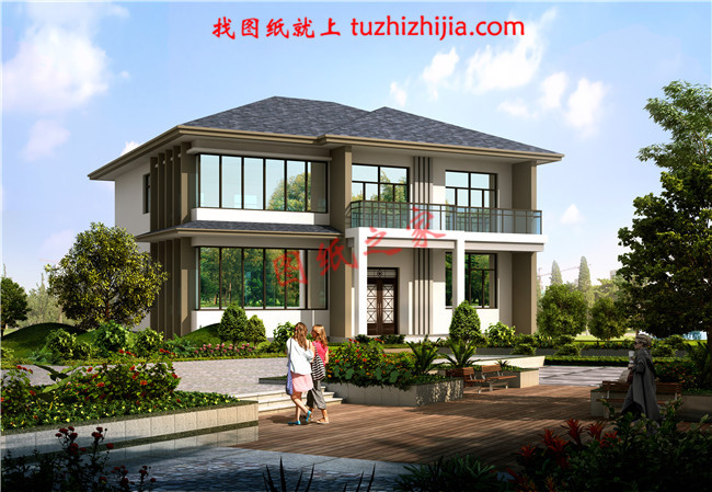 致漂亮二層別墅設計圖紙,占地160平米左右,精致的外觀,讓人過目難忘